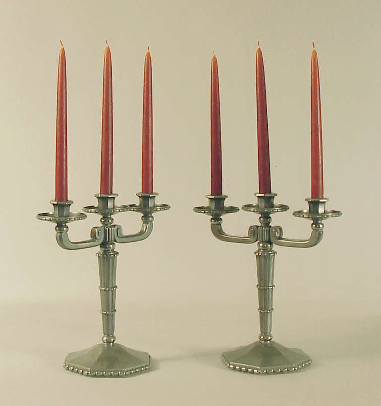 Very Decorative French Nickel-plated, Bronze Art Deco Candelabra For Sale 3