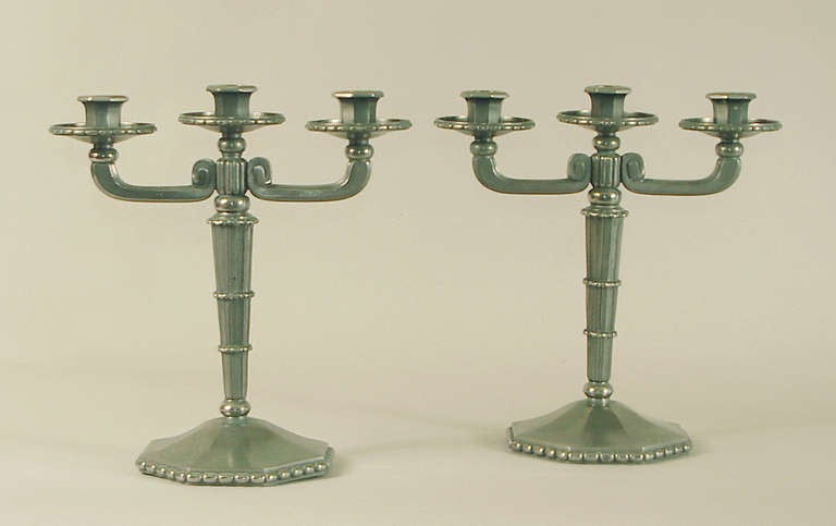 Very Decorative French Nickel-plated, Bronze Art Deco Candelabra In Excellent Condition For Sale In San Francisco, CA