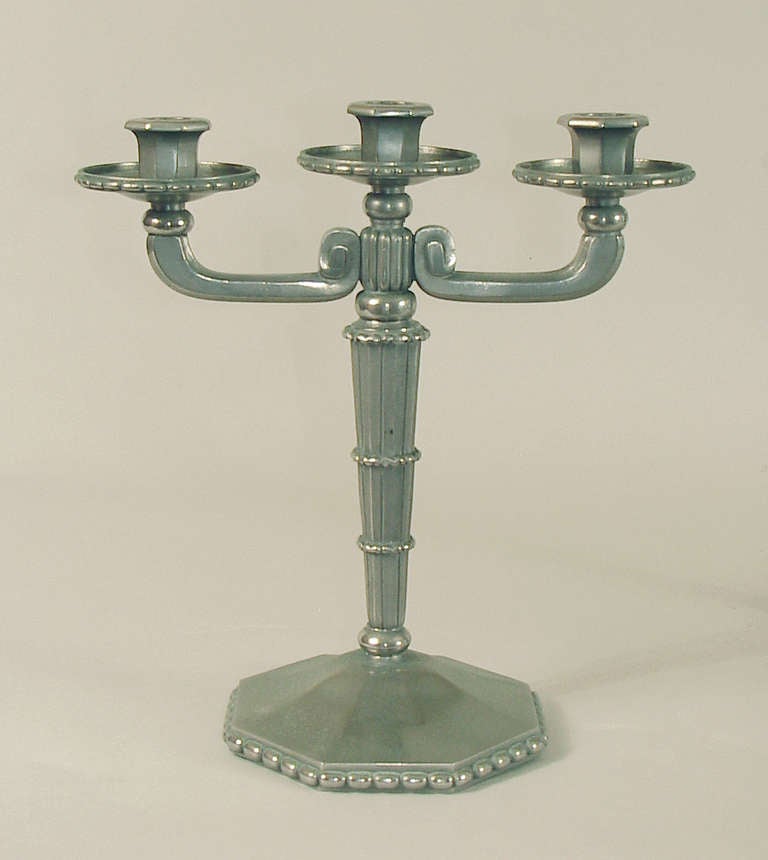 20th Century Very Decorative French Nickel-plated, Bronze Art Deco Candelabra For Sale