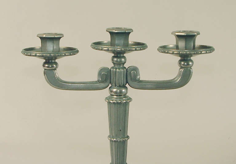 Very Decorative French Nickel-plated, Bronze Art Deco Candelabra For Sale 1