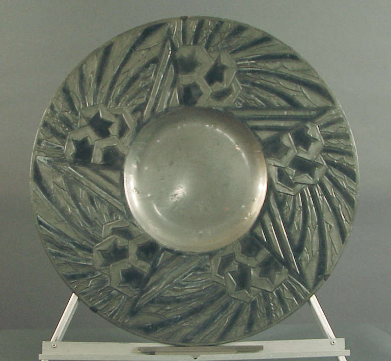 A French Art Deco Hand-Wrought Pewter Charger or Decorative Wall Piece