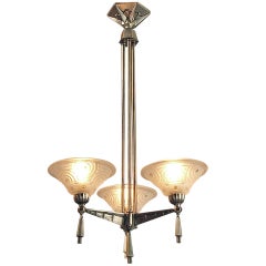 French Art Deco Chandelier, Top-of-the-Line with 4 Dangles!