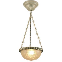 Small French Art Deco Chandelier with Exceptional Glass
