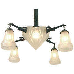A "Knock-out" French Art Deco Five Light Chandelier by Degué