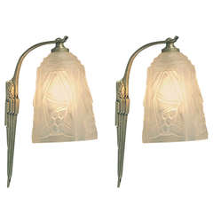 A Pair of Adorable French Art Deco Wall Sconces (four sconces available)