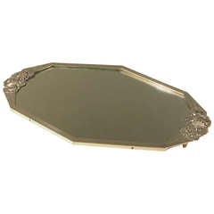 Antique A Fully Restored, Nickel-plated French Art Deco Mirrored Serving Tray