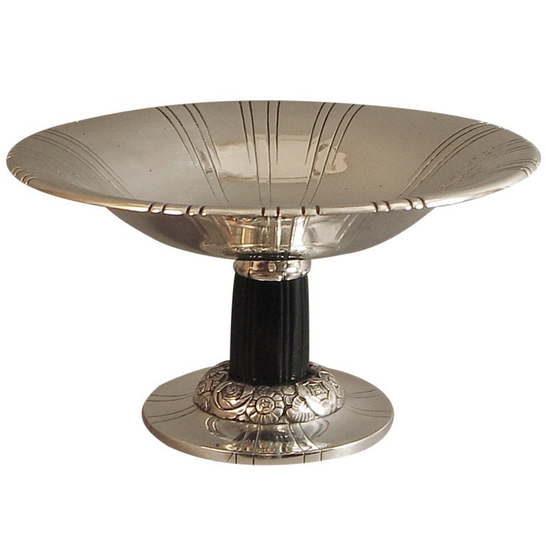 Iconic French Art Deco Silver Plate Compote For Sale