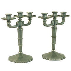 Antique Very Decorative French Nickel-plated, Bronze Art Deco Candelabra