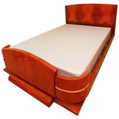 HIgh Style French Art Deco Double Bed, Mahogany and Amboyna Burl