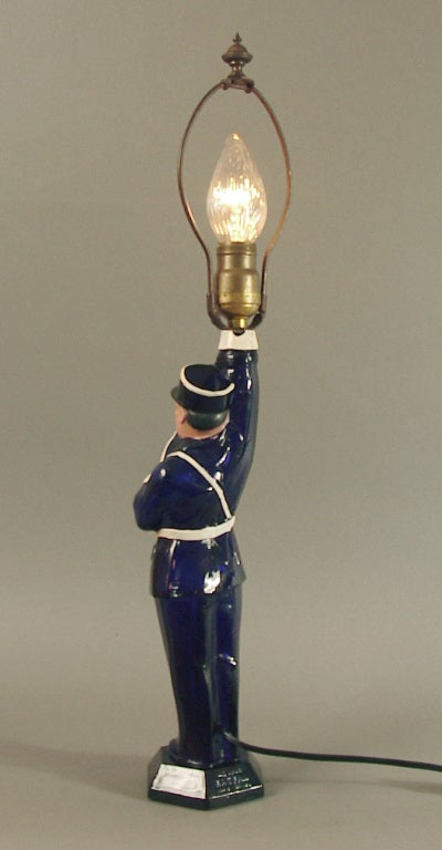 20th Century French Art Deco period Gendarme Liquor Bottle As Table Lamp