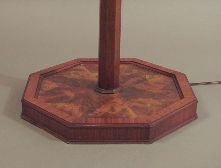 French Art Deco Exotic Veneer Floor Lamp with Table For Sale 3