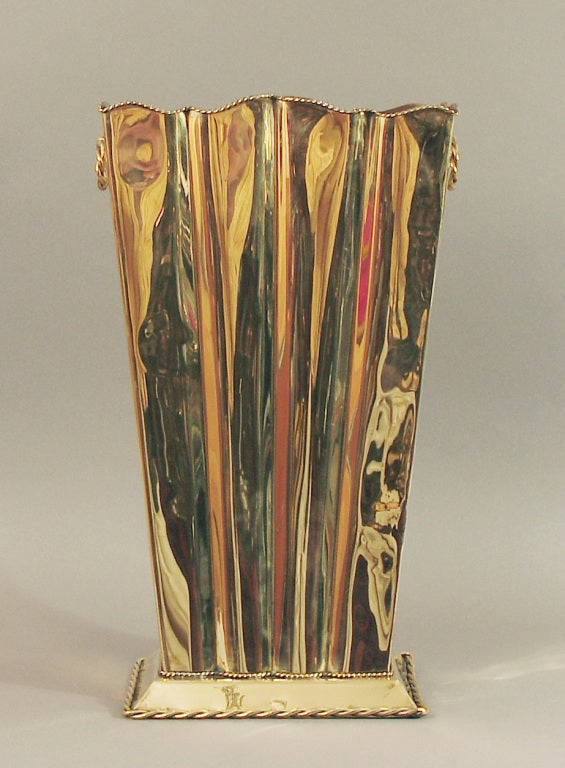 Italian Art Deco Solid Brass Vase 2