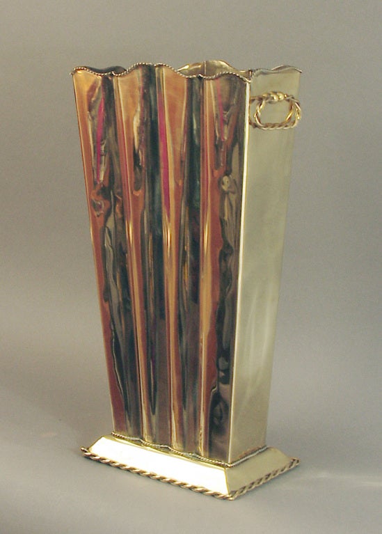 Italian Art Deco Solid Brass Vase 3