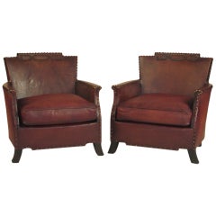 Pair Exceptional Giverny Corbeille French Art Deco Club Chairs