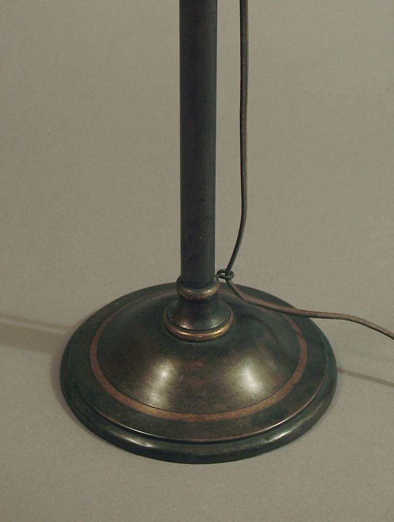 American Bradley & Hubbard Telescoping 1910 Harp Floor Lamp, Slag Glass