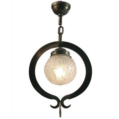 French Wrought Iron Fixture with Muller Ball Shade (Phoenix)