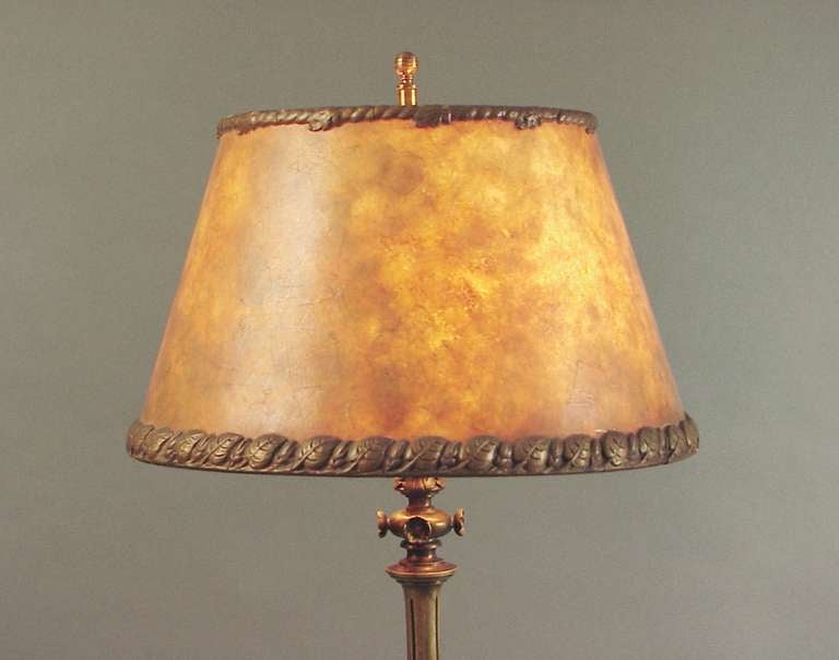 Victorian Bronze or Brass French Table Lamp w/ Mica Shade & Mermaids!