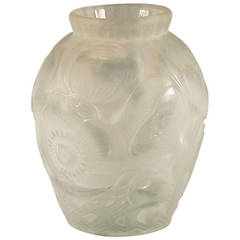 A French Art Deco Molded Glass Vase by Pierre d'Avesn, Lalique Associate