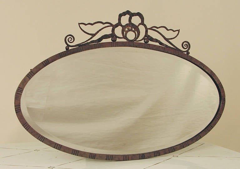 Another Killer French Art Deco Wrought iron Wall Mirror