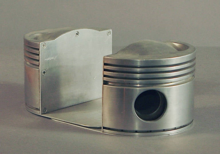 Antiques for Real Men Aluminum Piston Bookends, Art Deco Bravado For