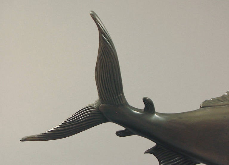 Irenée Rochard's Leaping Marlin, a Captivating Art Deco Sculpture on Marble For Sale 1
