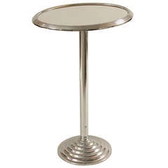 French Art Deco Chrome & Mirrored Cocktail Table