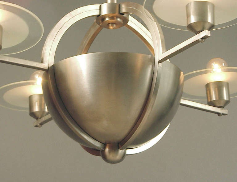 Phenomenal French Art Deco/Moderne Saturn Chandelier In Excellent Condition For Sale In San Francisco, CA