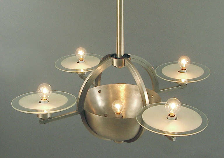 Phenomenal French Art Deco/Moderne Saturn Chandelier For Sale 3