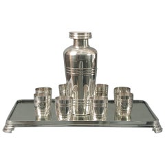 Elegant Modernist/Art Deco Silver-plated St. Medard Cocktail Set