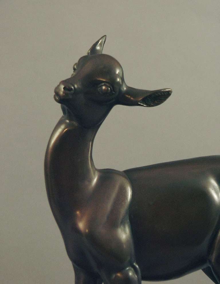 Irénée Rochard's Art Deco Sculpture of a Fawn In Excellent Condition In San Francisco, CA