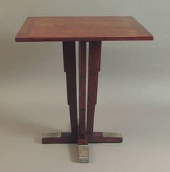 Solid Oak French Art Deco Cafe Table, Beautifully Stylized Pedestal