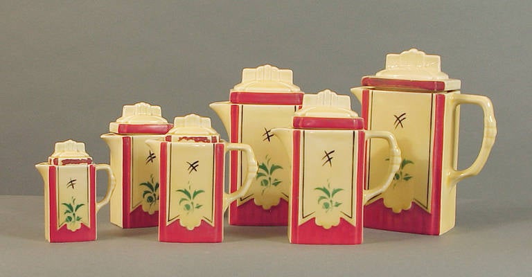 Signature-style Art Deco Czechoslovakian Kitchen Condiments Set In Excellent Condition For Sale In San Francisco, CA