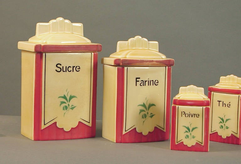 20th Century Signature-style Art Deco Czechoslovakian Kitchen Condiments Set For Sale