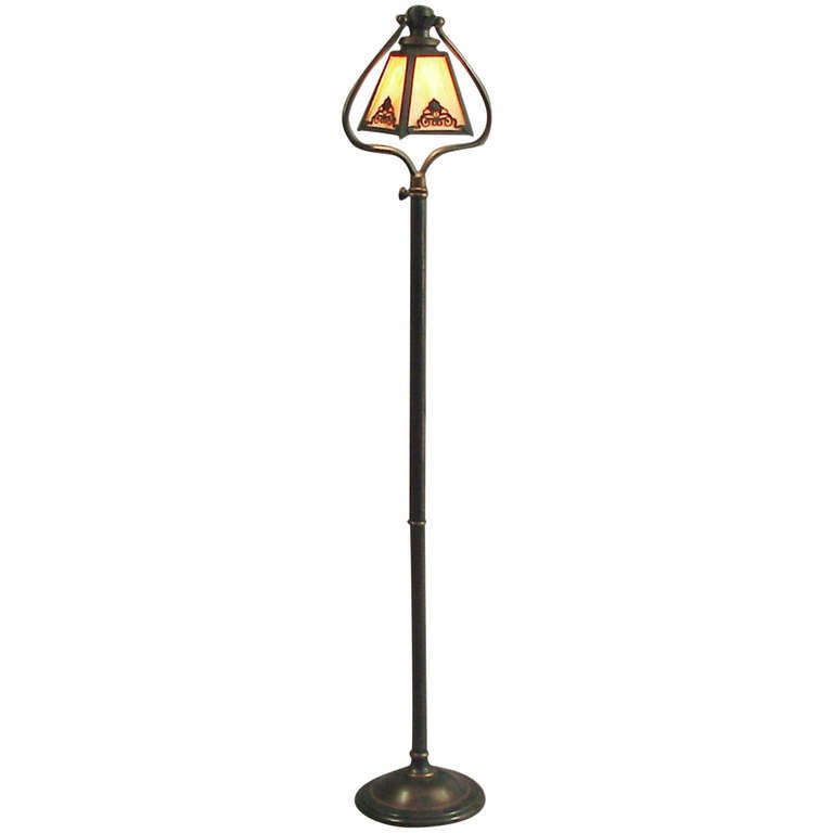 Bradley and Hubbard Telescoping 1910 Harp Floor Lamp, Slag Glass at 1stDibs