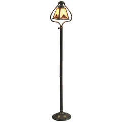 Bradley & Hubbard Telescoping 1910 Harp Floor Lamp, Slag Glass