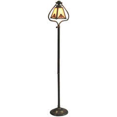 Bradley & Hubbard Telescoping 1910 Harp Floor Lamp, Slag Glass