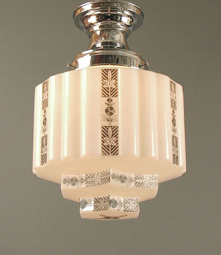 Art Deco "Wedding Cake" Fixture, Flush Mount with Strong Graphic Design