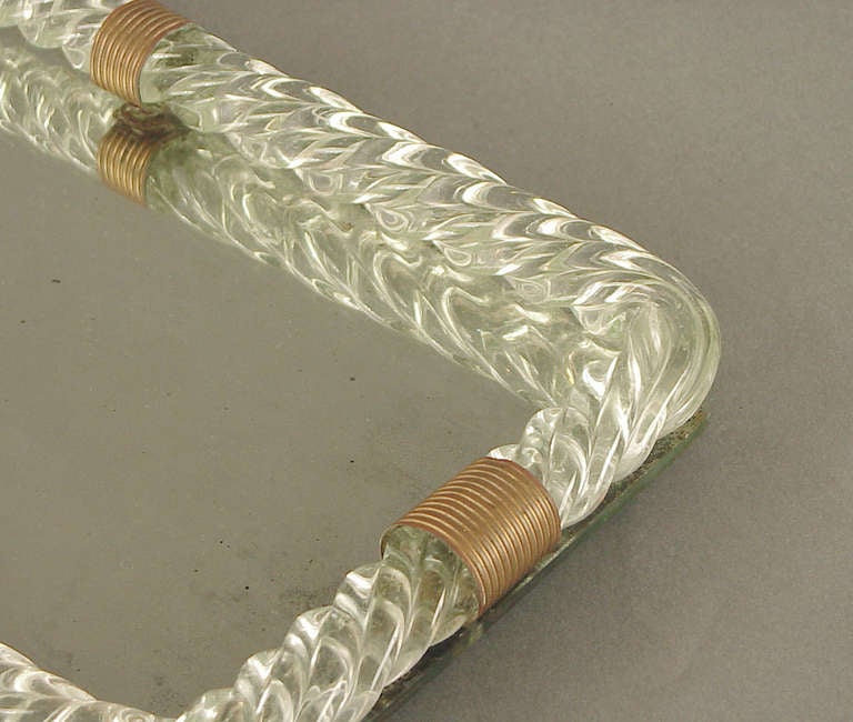 Italian A Glass Rope Venini-Murano Art Deco Perfume or Vanity Tray