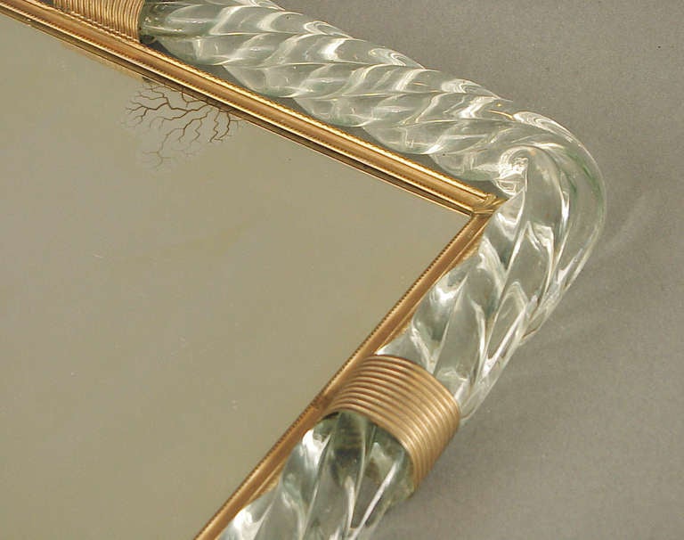 Italian An Exceptional Murano-Venini Glass Rope Art Deco Tray For Sale
