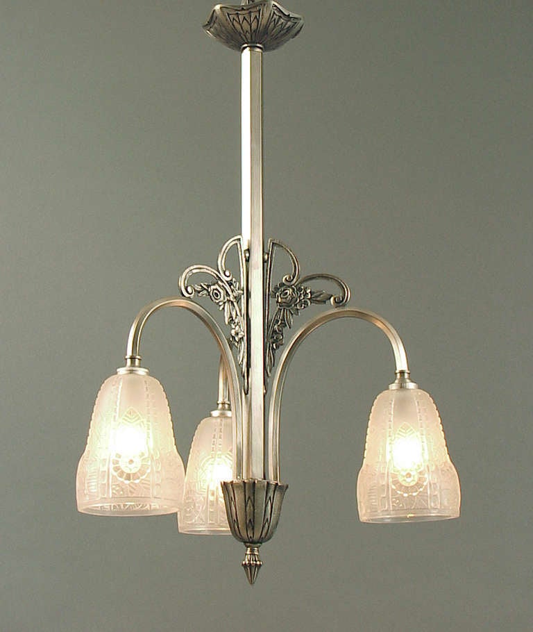 A Special French Art Deco 3-light Ceiling Fixture