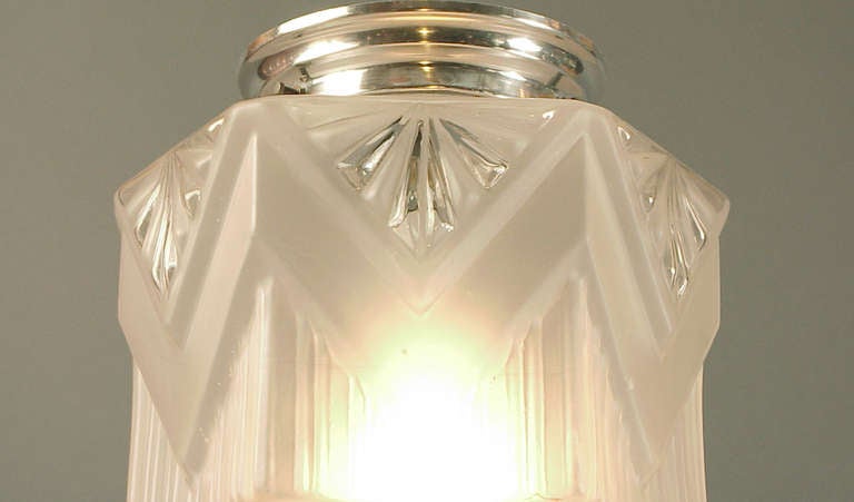 A French Art Deco Flush Mount Ceiling Fixture In Excellent Condition In San Francisco, CA