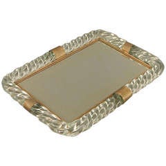 Vintage An Exceptional Murano-Venini Glass Rope Art Deco Tray