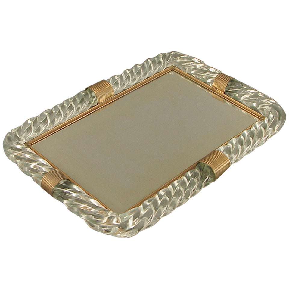 An Exceptional Murano-Venini Glass Rope Art Deco Tray For Sale