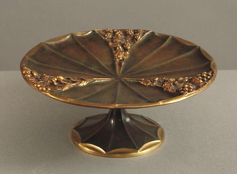 A French Art Nouveau-Deco Era Bronze Compote by LeRoyer