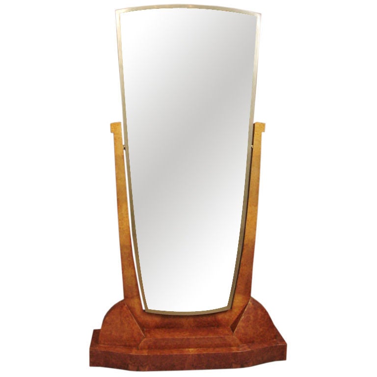French Art Deco Standing Mirror (Psyche) by Jules Leleu For Sale
