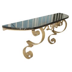 French Art Deco (40's) Gold Vein Marble, Wrought Iron Console