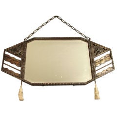French Art Deco Wrought Iron Wall Mirror