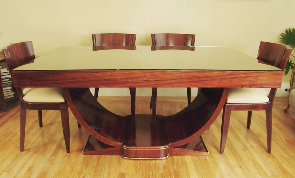 French Art Deco Rosewood Dining Table In Excellent Condition In San Francisco, CA