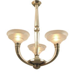 French Art Deco Chandelier in Brushed Nickel by Boretti of Lyon