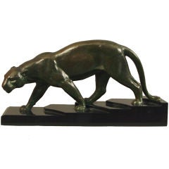 Vintage French Art Deco Bronze Sculpture of a Prowling Panther